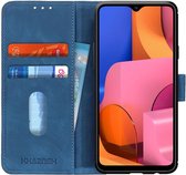KHAZNEH Samsung Galaxy A20s Hoesje Retro Wallet Book Case Blauw