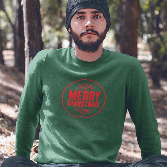 Foute Kersttrui Groen Merry Christmas Round - Maat 3XL - Kerstkleding voor dames & heren