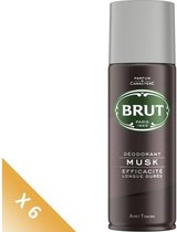 BRUT Lot van 6 Musk Man Deodorants zonder aluminiumzouten - 200 ml