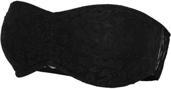 Zwarte kanten bandeau top met kanten textuur.