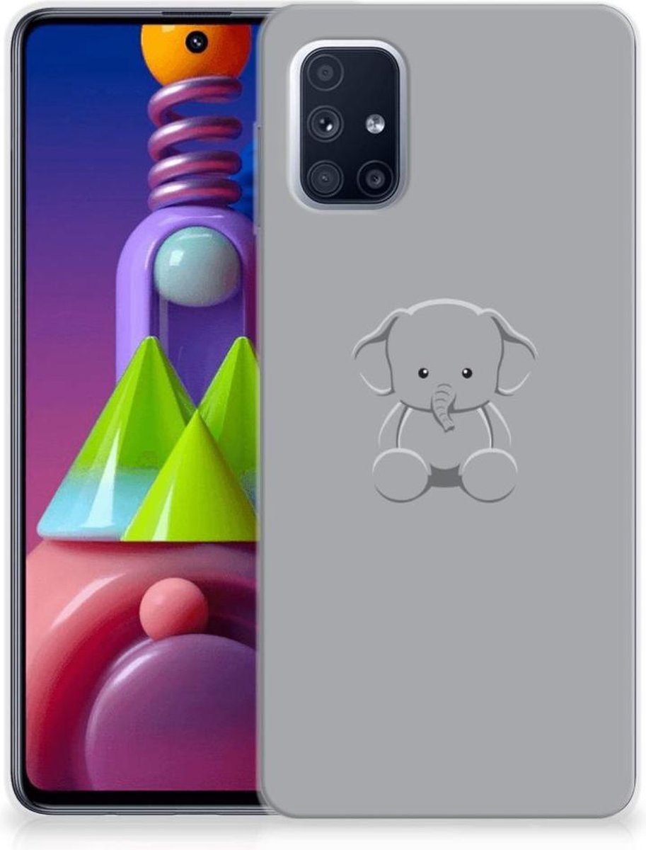 Samsung Galaxy M51 Telefoonhoesje met Naam Grijs Baby Olifant