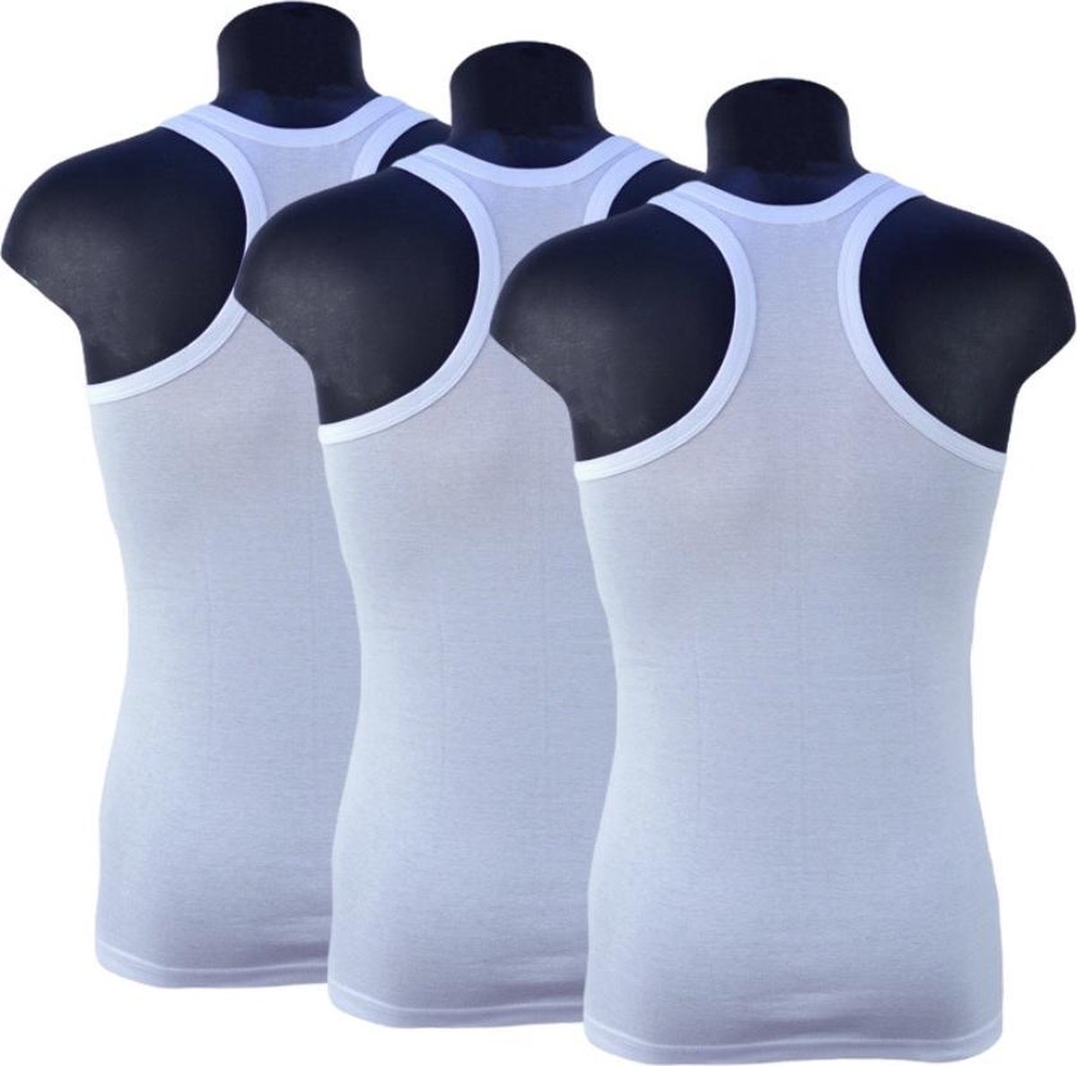 Top kwaliteit halterhemd - 3 Pack - 100% katoen - Wit - Maat S