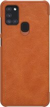 Samsung Galaxy A21s Hoesje - Qin Leather Case - Flip Cover - Bruin