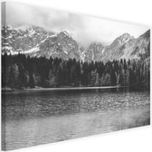 Schilderij Bergmeer, 2 maten, zwart-wit, Premium print