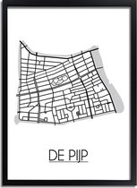 De Pijp Plattegrond poster A3 + fotolijst zwart (29,7x42cm) - DesignClaud