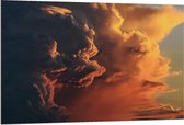 Dibond - Oranje Wolkenvelden - 120x80cm Foto op Aluminium (Wanddecoratie van metaal)