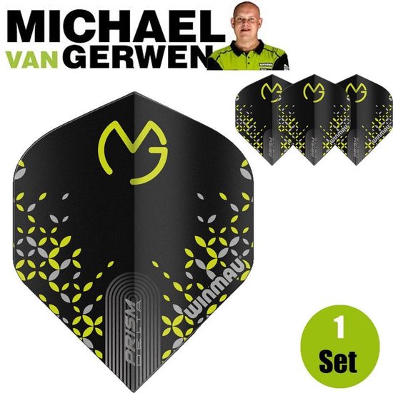 Winmau Michael van Gerwen Prism Delta Black/Green - Dart Flights van Merkloos — afbeelding 2