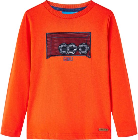 vidaXL-Kindershirt-met-lange-mouwen-voetbaldoelprint-140-feloranje