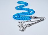 Tasbih 99 Kralen Natuursteen "Blauwe kwarts" – Met tassel Metaal -Tasbeeh 8 mm diameter van de korrel - Model9- Een cadeau voor Moederdag en Vaderdag