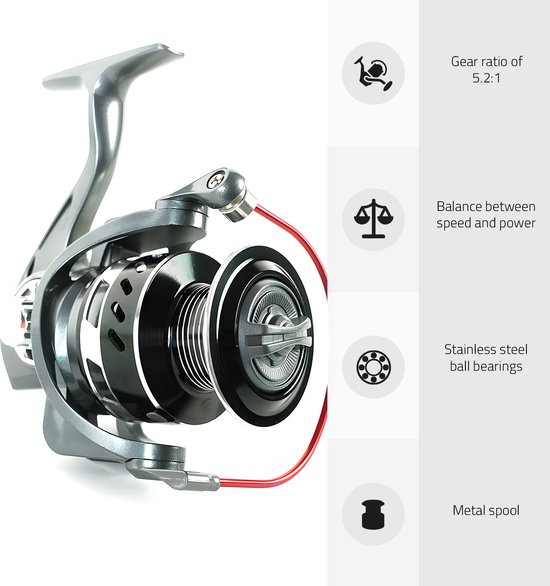 Eurocatch Perfection 5000 - Vismolen - Werpmolen - Ratio 5,2:1 - Metalen spoel van Eurocatch — afbeelding 4