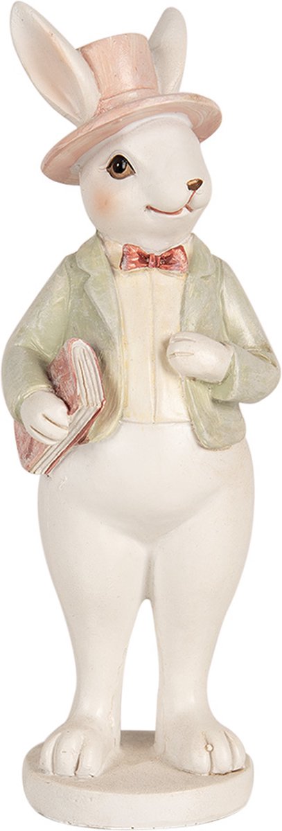 Beeld Konijn 15 cm Wit Groen Polyresin