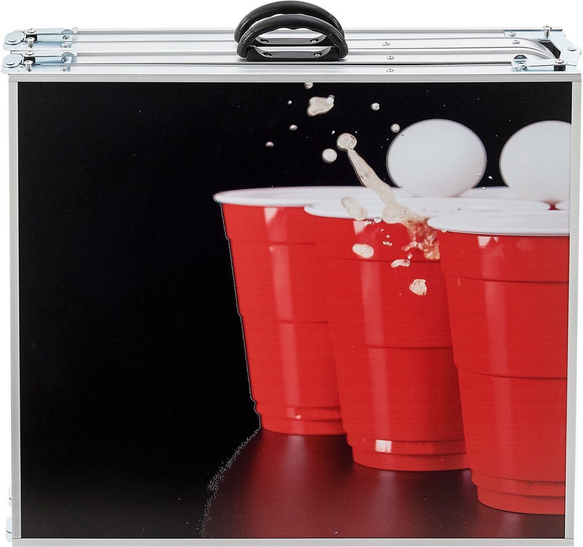 Offizieller Spotlightholes Beer Pong Tisch mit Löchern Set | Full Beer Pong Pack | Inkl. 1 Beer Pong Tisch 120 53cl Becher (60 Rot & 60 Blau) 6 Ping-Pong-Bälle | Trinkspiele | OriginalCup
