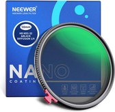 Neewer® - 58 mm zwart diffusie 1/4 en ND2-ND32 variabel ND-filter - Mistige dromerige filmische effecten, water-/kras-/stofbestendig - geen X-effect