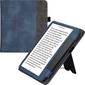 kwmobile flip cover voor e-reader - geschikt voor Tolino Epos 3 - Van imitatieleer en -suède - In donkerblauw / donkergrijs