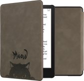kwmobile e reader hoes geschikt voor Amazon Kindle Paperwhite 11. Generation 2021 - Case van kunstleerleer - Kat Meow design - In grijs / zwart