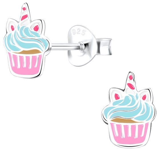 Joy|S - Zilveren cupcake oorbellen - 6 x 8 mm oorknoppen - t08