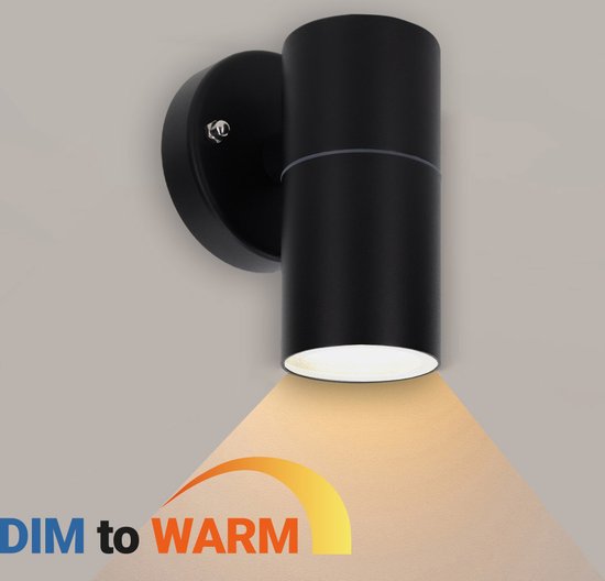 Ledmatters - Wandlamp Zwart - Down - Dimbaar - 4.9 watt - 355 Lumen - 2200-2700 Kelvin - 2200-2700k - IP65 Buitenverlichting