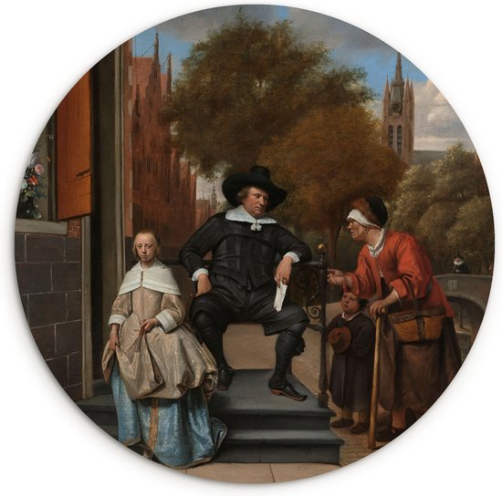 Le maire de Delft et sa fille - Peinture de Jan Steen Plaque murale en plastique
