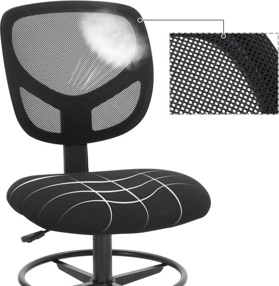 Songmics Chaise de bureau ergonomique avec repose-pieds - noir