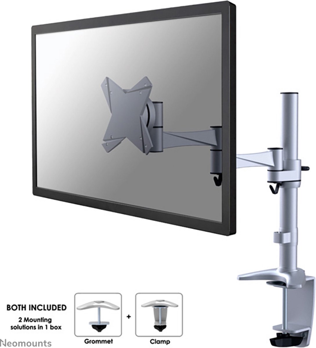 Neomounts FPMA-D1330SILVER monitorarm met 3 draaipunten voor flat screens t/m 30