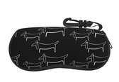 Teckel - brillenhouder - brillenkoker - brillenetui - bril - stof - hond - zwart - teckelprint