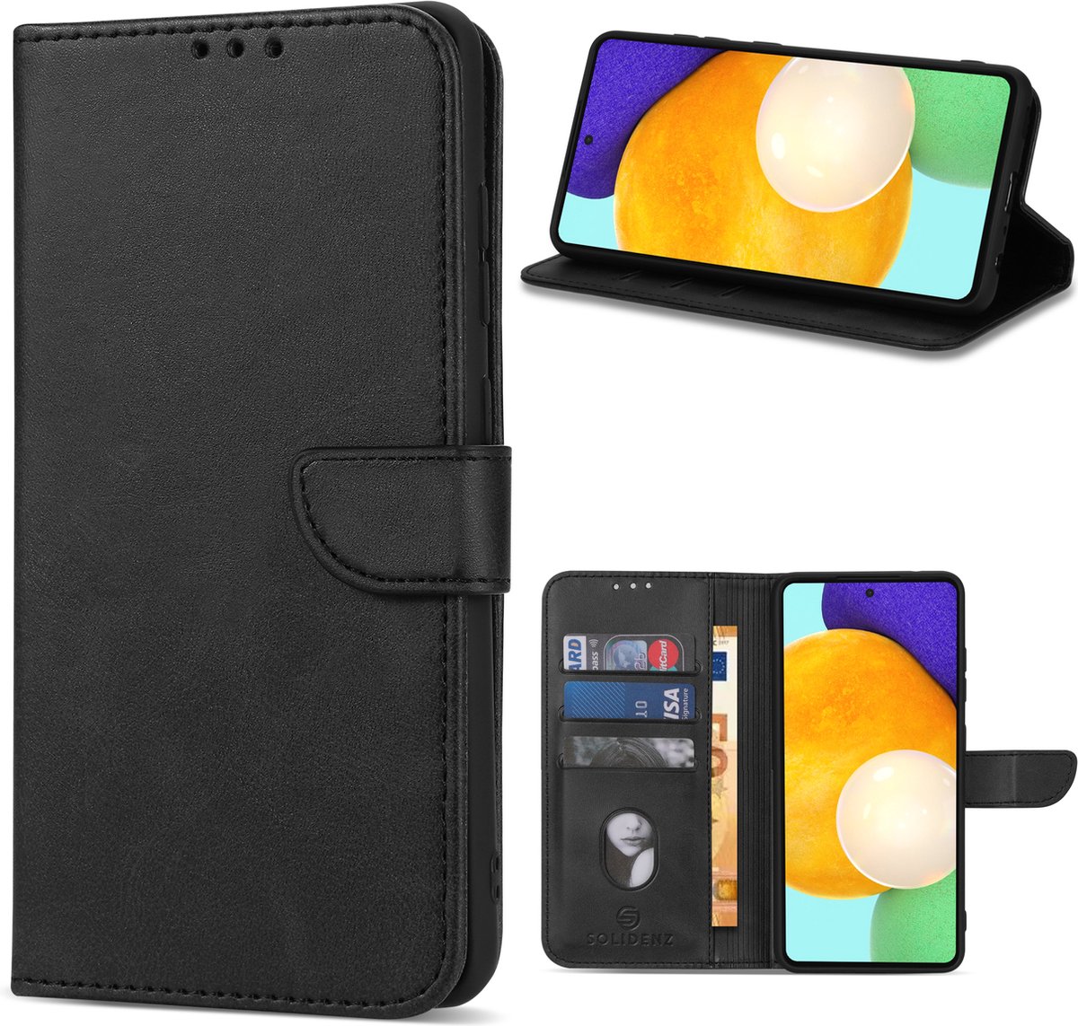 Solidenz hoesje - Geschikt voor Samsung Galaxy A54 - Bookcase - Zwart
