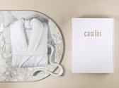 Casilin - Unisex Badjas Fleece en Katoen Badstof - Dames en Heren - Cadeau incl Luxe Geschenkdoos - Wit - Maat XL