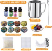 kandelaar kit,Kaarsenset,Candle Beginners DIY Starter Set om Grote Geurkaars Te Maken Met Soja Wax,4 Kleurblokken,50 Kaarsenwicks