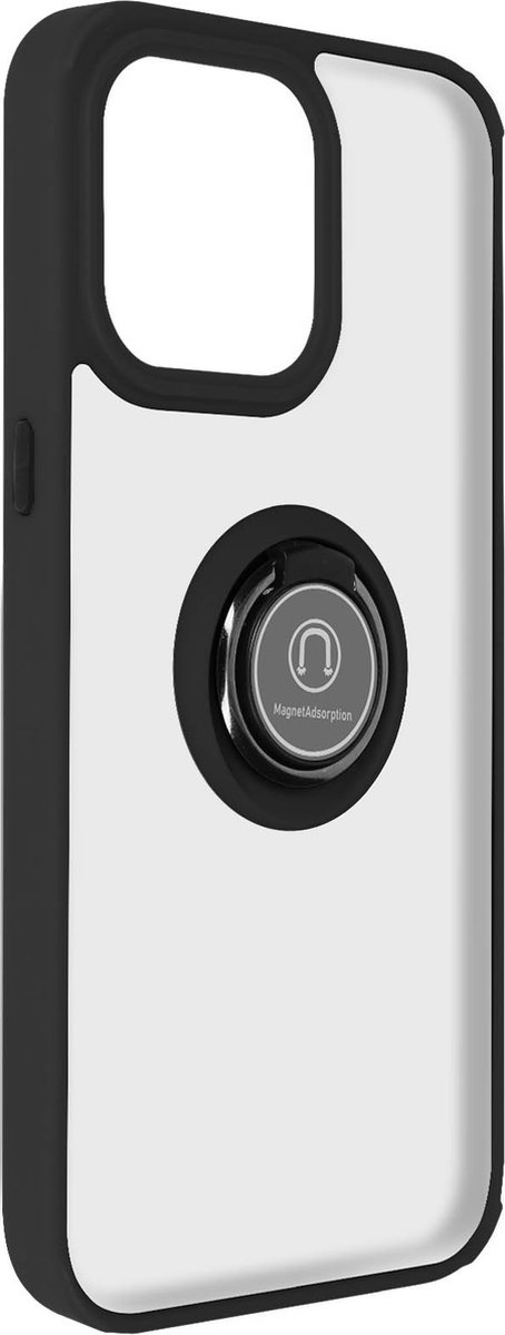 Avizar Hoes Geschikt voor iPhone 15 Pro Max Ondersteuningsring Ondersteuning, Zwart