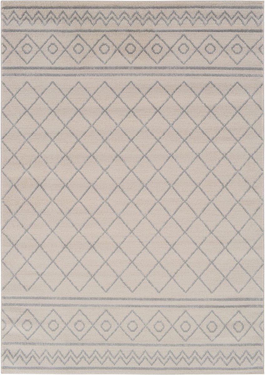 Vercai Rugs Firenze Collectie - Laagpolig Vloerkleed - Polypropyleen - Wit Grijs - 120x170 cm