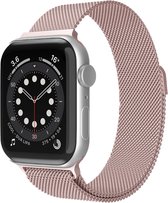 Bandje geschikt voor Apple Watch 42/44MM - Geschikt voor Series 1/2/3/4/5/6/7/8/9/SE/Ultra 1&2 - Maat One Size - Horlogebandje - Milanees - Roze