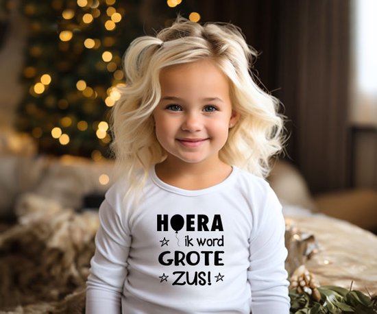 StylShop T shirt lange mouw Hoera ik word grote zus wit maat 74 bol