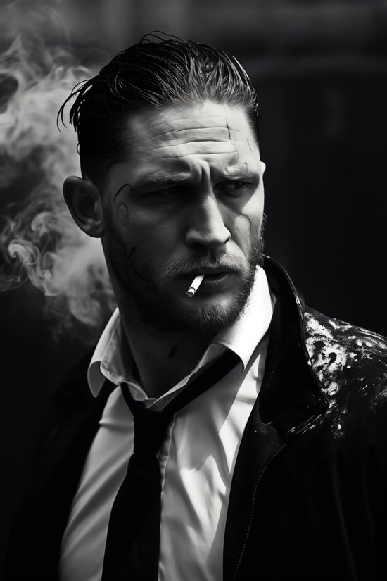 Tom Hardy Poster | Zwart Wit Poster | Noir Effect | Amerikaanse acteur | Venom Poster | Filmposter | 61x91cm | Wanddecoratie | Muurposter | WV | Geschikt om in te lijsten