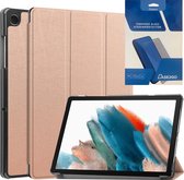 Tablethoes en Screenprotector geschikt voor Samsung Galaxy Tab A9 (2023) - Tri-fold hoes met Auto/Wake functie - Rosé Goud
