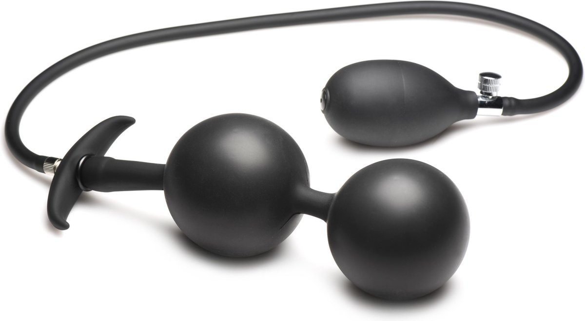Goedkoopste Ass Rattler - Weighted Inflatable Silicone Anal Plug - Black