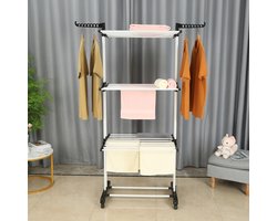 Herzberg HG-8034BW: Verplaatsbare droogtoren - Wasrek - Elegant Zwart Design met witte elementen