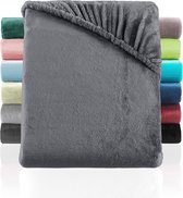 Hoeslaken Cashmere Touch, vergelijkbaar met nicky, teddy, coral fleece, hoeslaken 180 x 200 tot 200 x 200 cm, antraciet