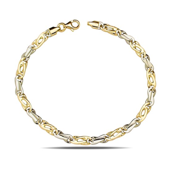 Juwelier Zwartevalk 14 karaat gouden bicolor armband - BF 1307/19,5cm--