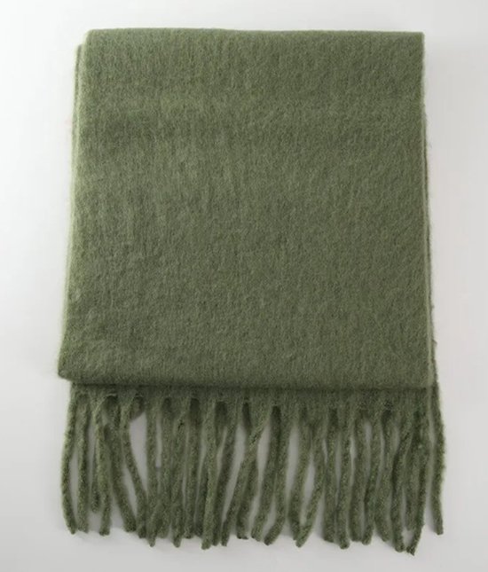 Sjaal Army green / Fluffy met franjes / chunky fluffy scarfs / accessoires dames Sjaal / wintersport / fluffy sjaal / fluffy scarf