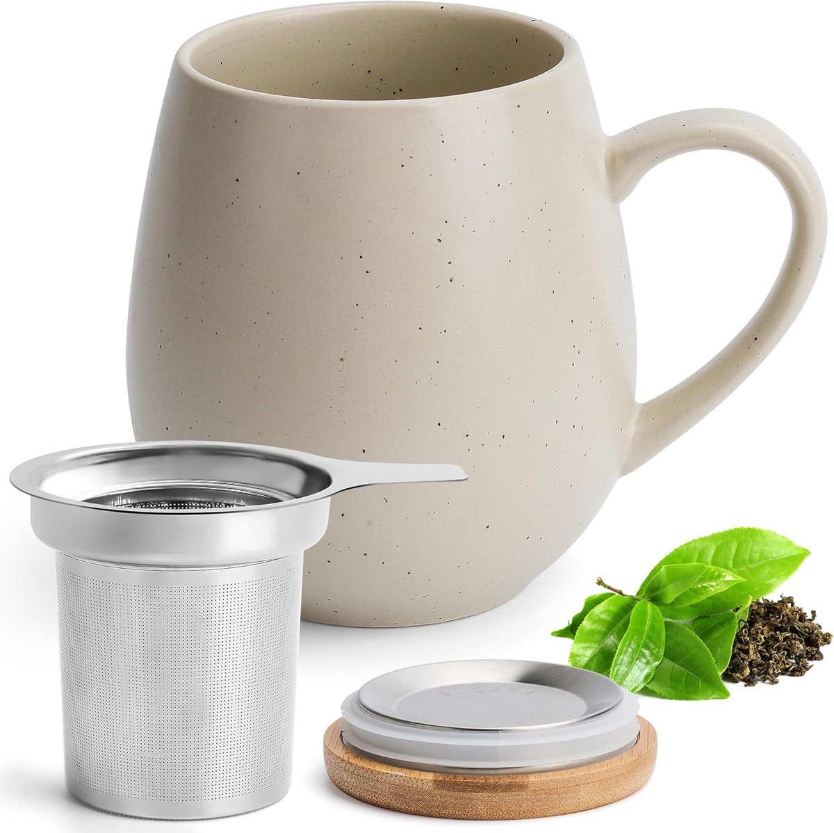 Tasse à thé avec couvercle et passoire, tasse à thé XXL 600 ml