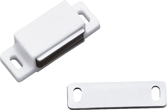 AMIG Loquet magnétique/aimant de porte - 2 pièces - blanc - 4,3 x 1,45 x 1,2 cm - 3 kg
