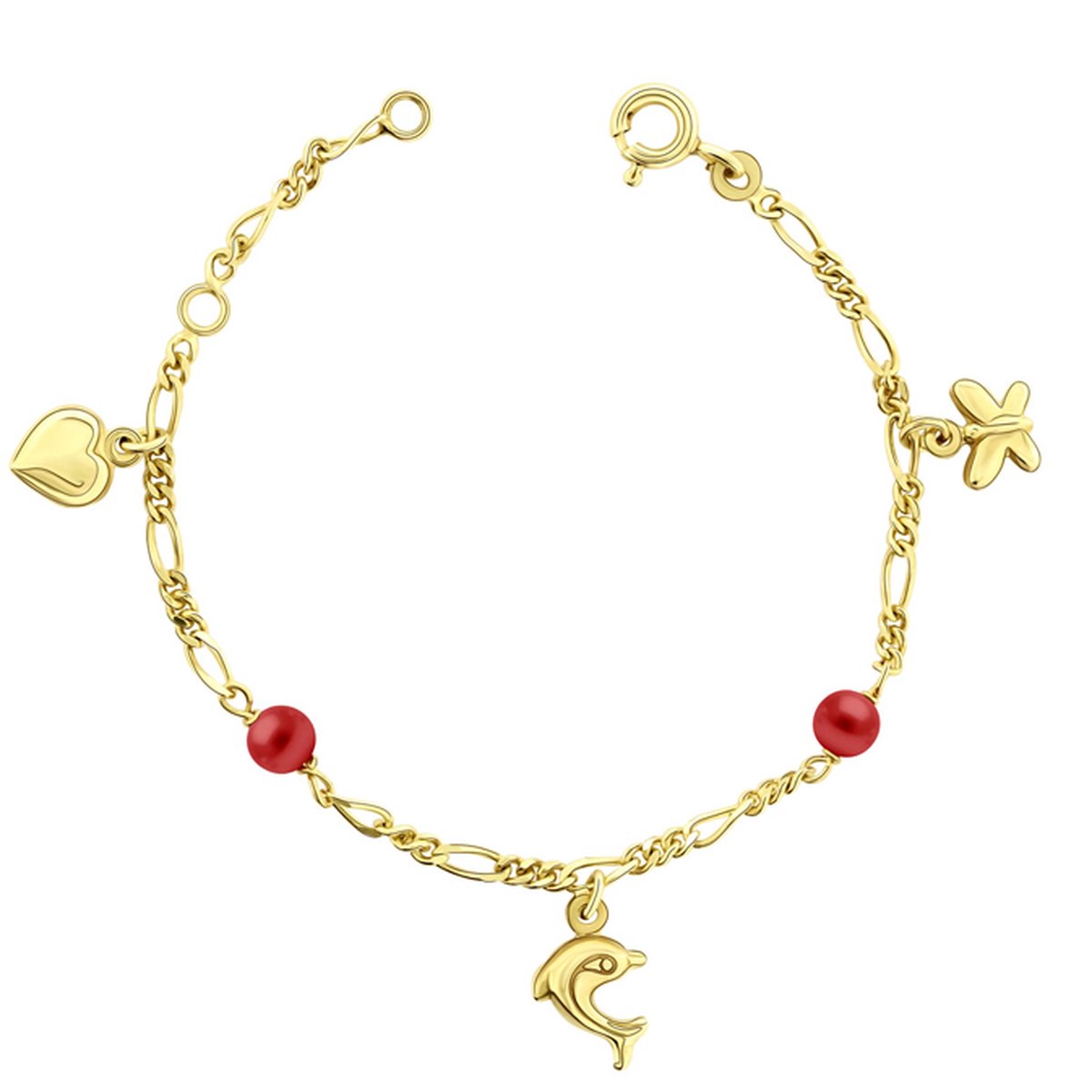 Juwelier Zwartevalk - 9 karaat kinderarmband met bedels/kralen 13.134/12-14cm