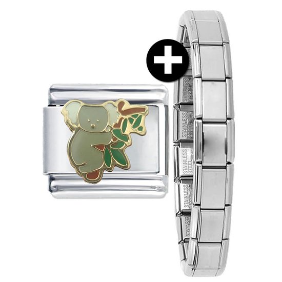 Schakel Bedel - Koala Beertje - Plus Armband - 9mm- Passend op Nomination armband