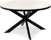 Stalux Ronde eettafel 'Daan' 148cm, kleur zwart / wit marmer