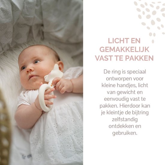 Sophie de giraf So'Pure Bijtring - Bijtspeeltje - Bijtspeelgoed - Babyspeelgoed - 100% Natuurlijk rubber - 13.5x6.4x5.2 cm - Beige/Bruin van Sophie de Giraf. — afbeelding 3