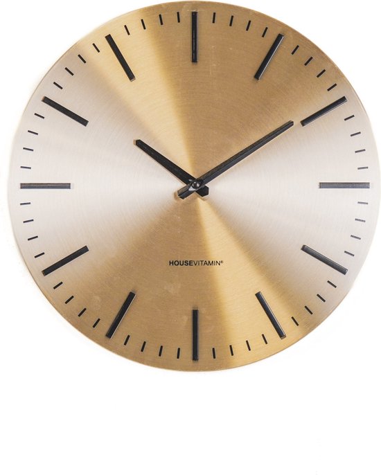 Housevitamin Horloge Murale Moderne à Rayures - Or/ Zwart- 35,5x4x35,5cm