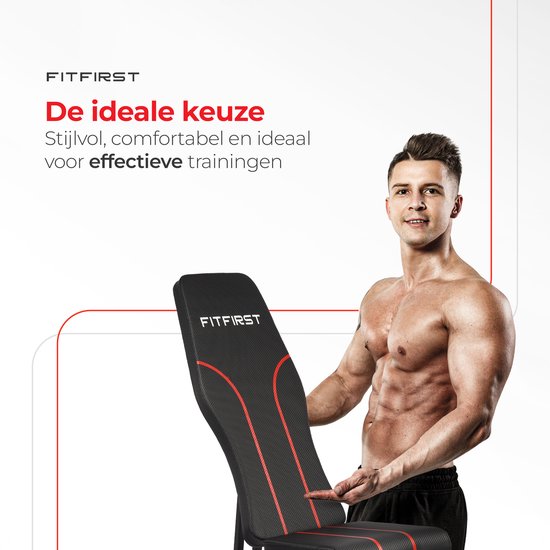 FitFirst® Fitnessbank - Tot wel 300KG - Verstelbaar en inklapbaar - Licht en robuust - Halterbank - Fitness Bank - Trainingsbank