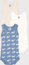 Petit Bateau Set de 3 bodys sans manches en coton avec baleine Barboteuse Garçons - Multicolore - Taille 92/98
