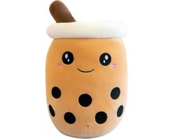 foto van 2 Bubble Tea Knuffel - Teedz - Kinderen - Pluche - Kleurrijk - Kussen - Bruin - Beige - Decor - Kawaii