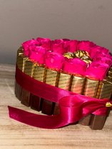 Chocolade Geschenk Hart - Kerstcadeau - Valentijn Cadeau - Cadeau voor haar - Roze Rozen - Chocolade Cadeau - Moederdag - Jubileum